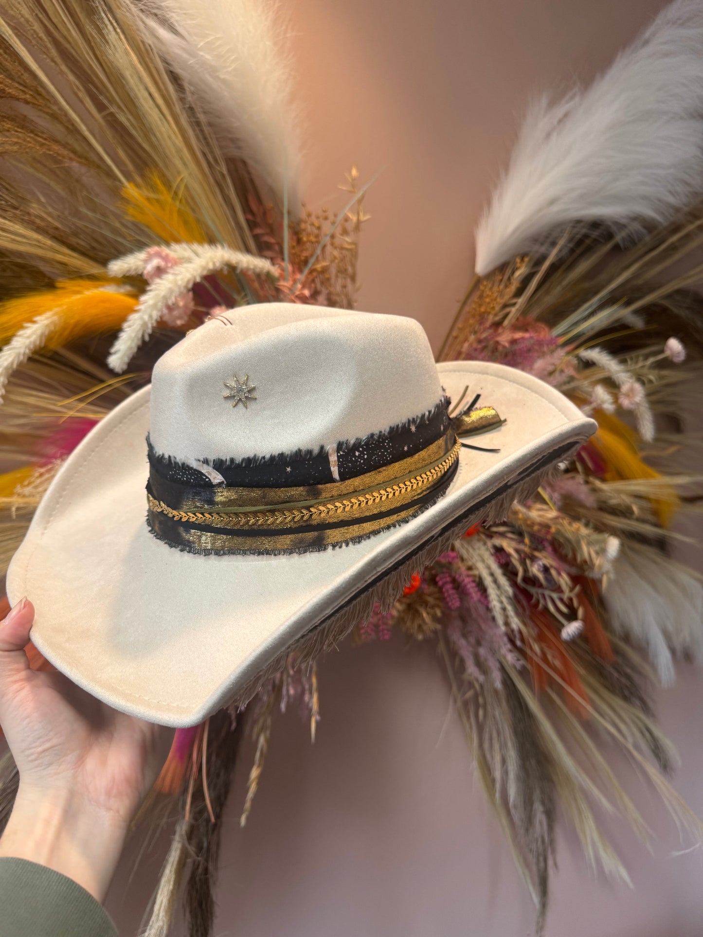 Celestial Fringe Wide Brim Suede Cowgirl Hat