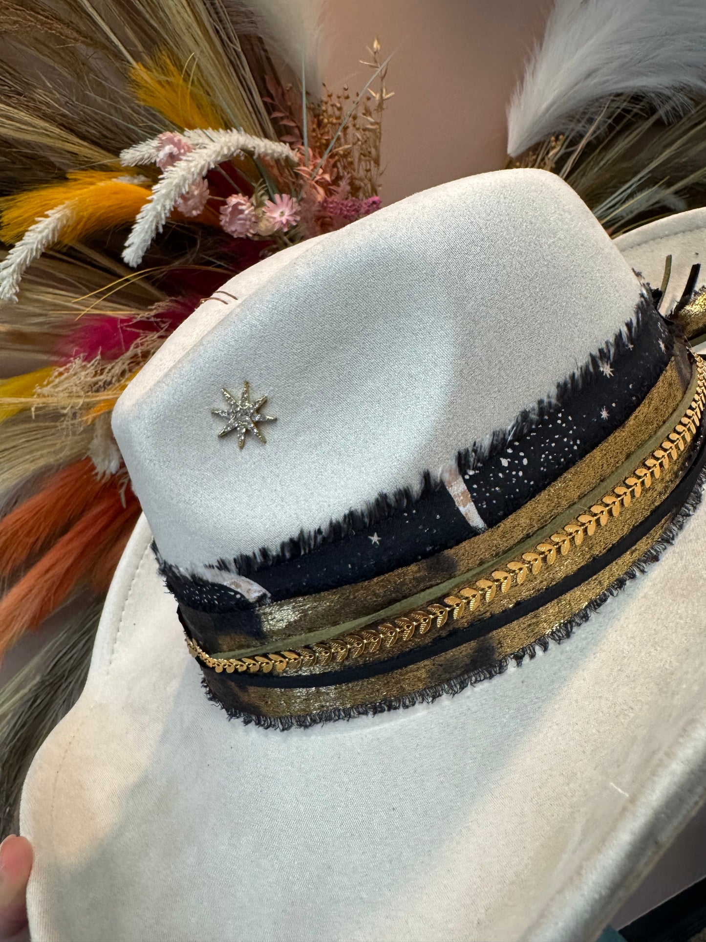 Celestial Fringe Wide Brim Suede Cowgirl Hat