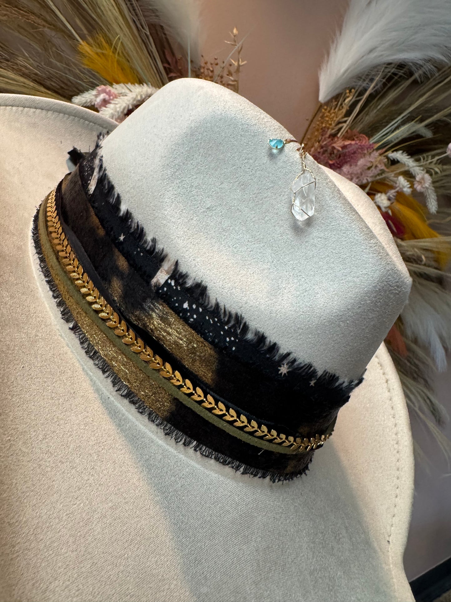 Celestial Fringe Wide Brim Suede Cowgirl Hat