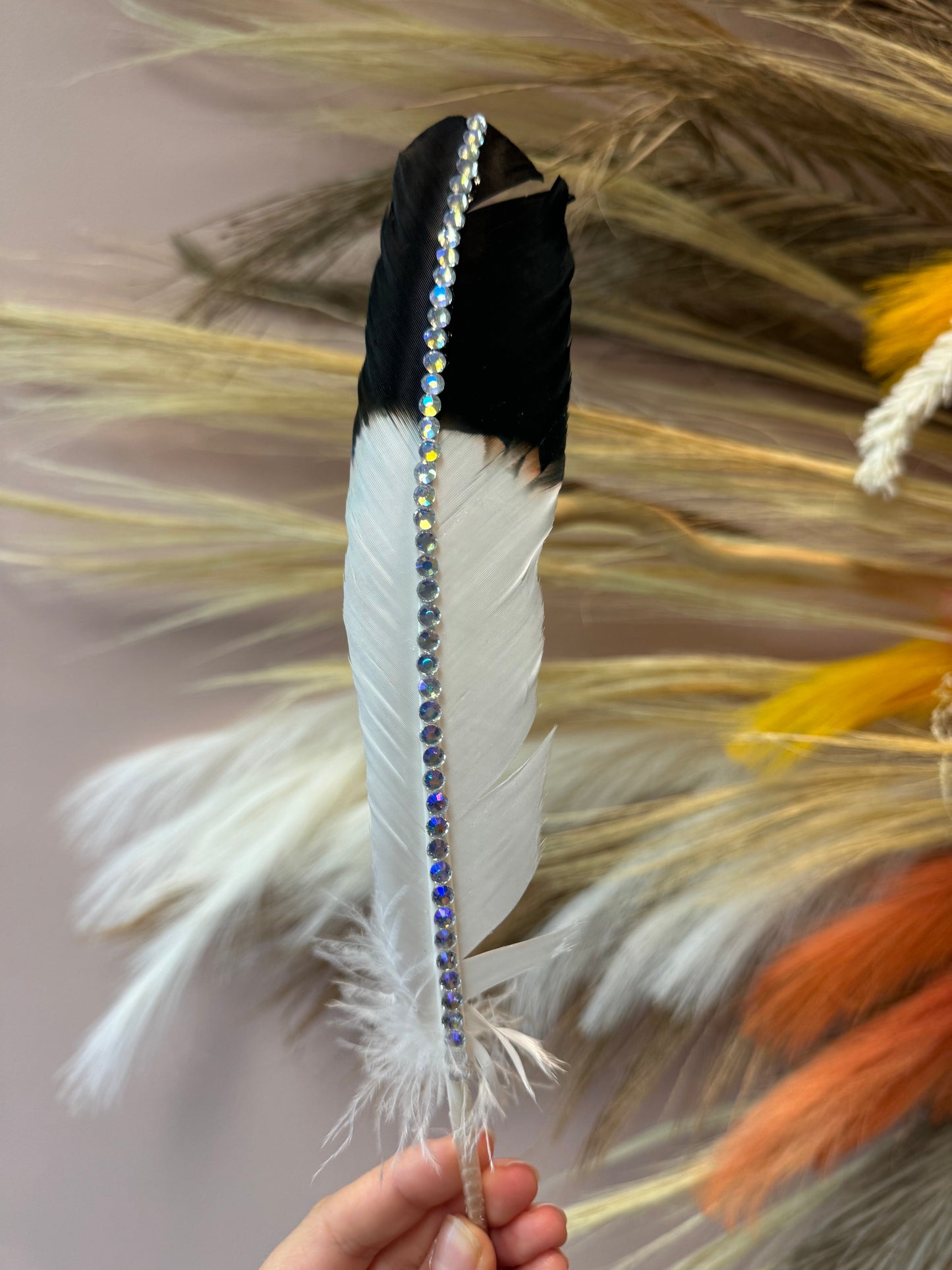 Handmade Rhinestone Premium Turkey Feather
