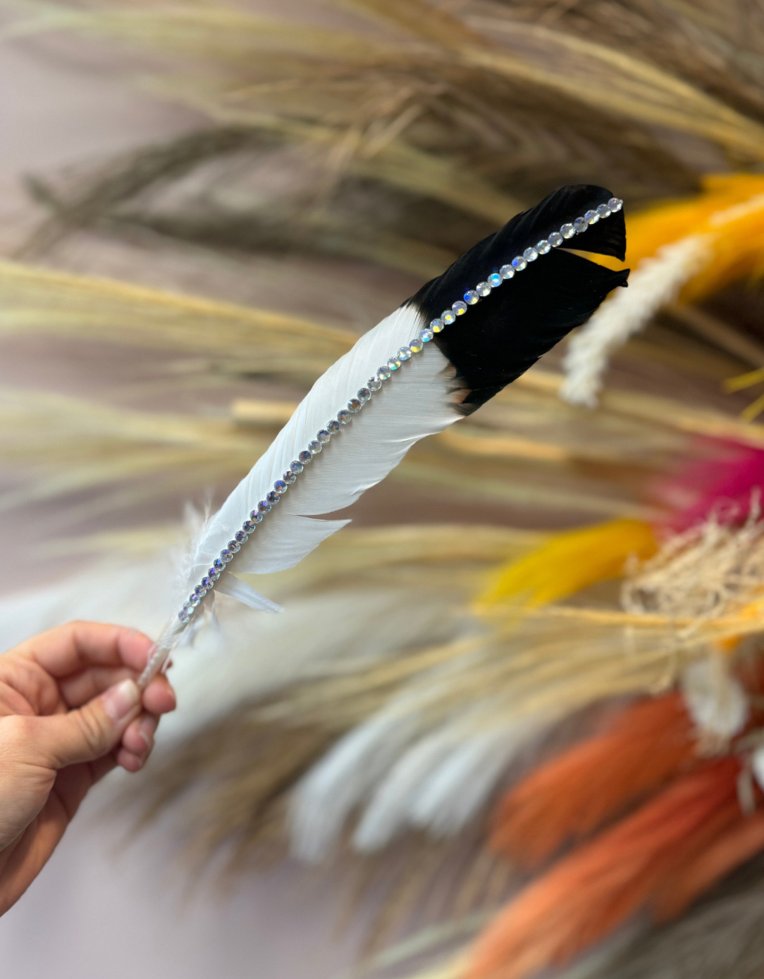 Handmade Rhinestone Premium Turkey Feather