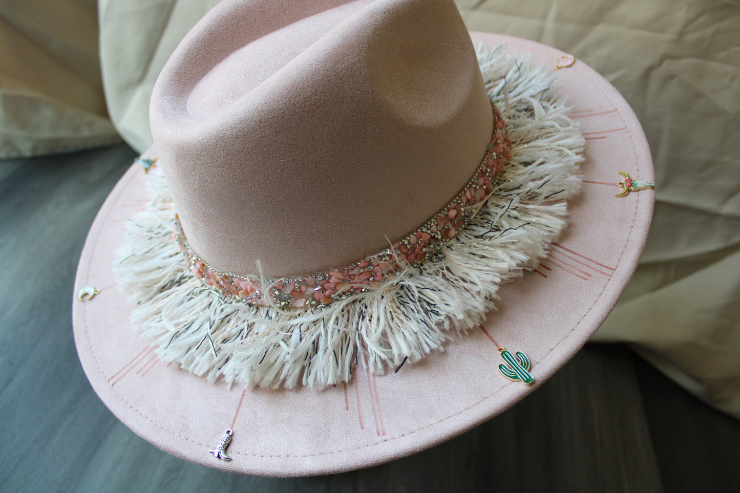 Western Charm Pink Burned Fedora