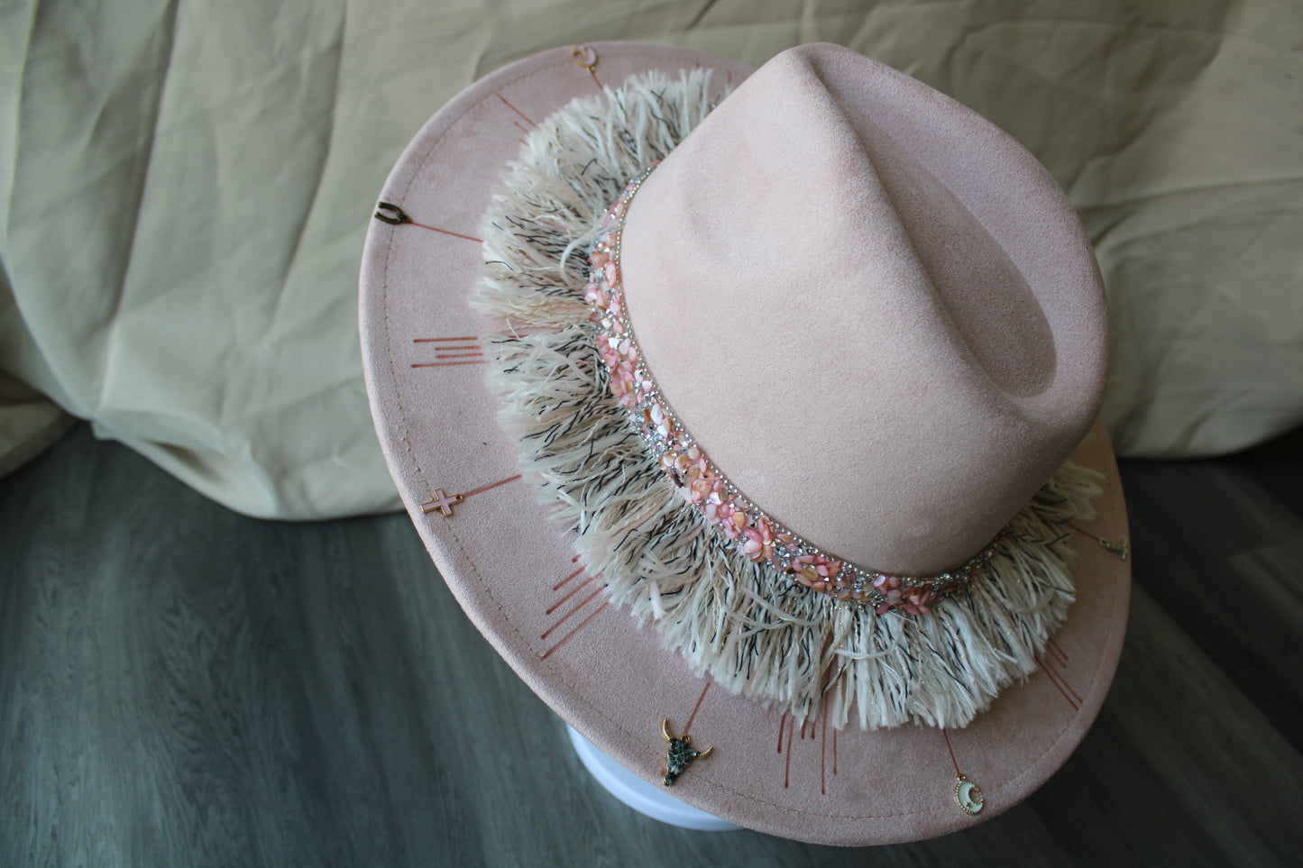 Western Charm Pink Burned Fedora