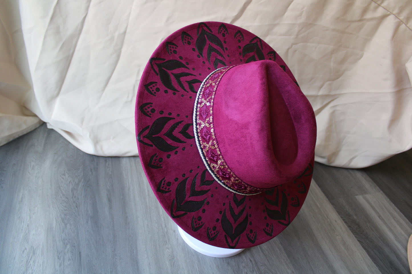 Mermaid Tail Plum Suede Burned Fedora