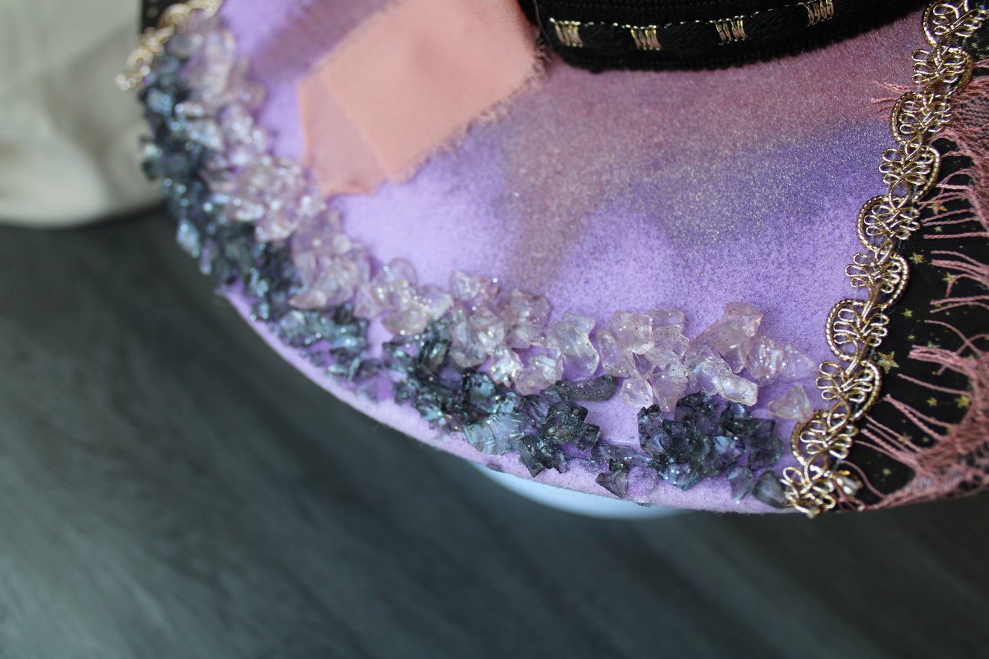 Aries Hand-Decorated Hand-Painted Lavender Felt Fedora