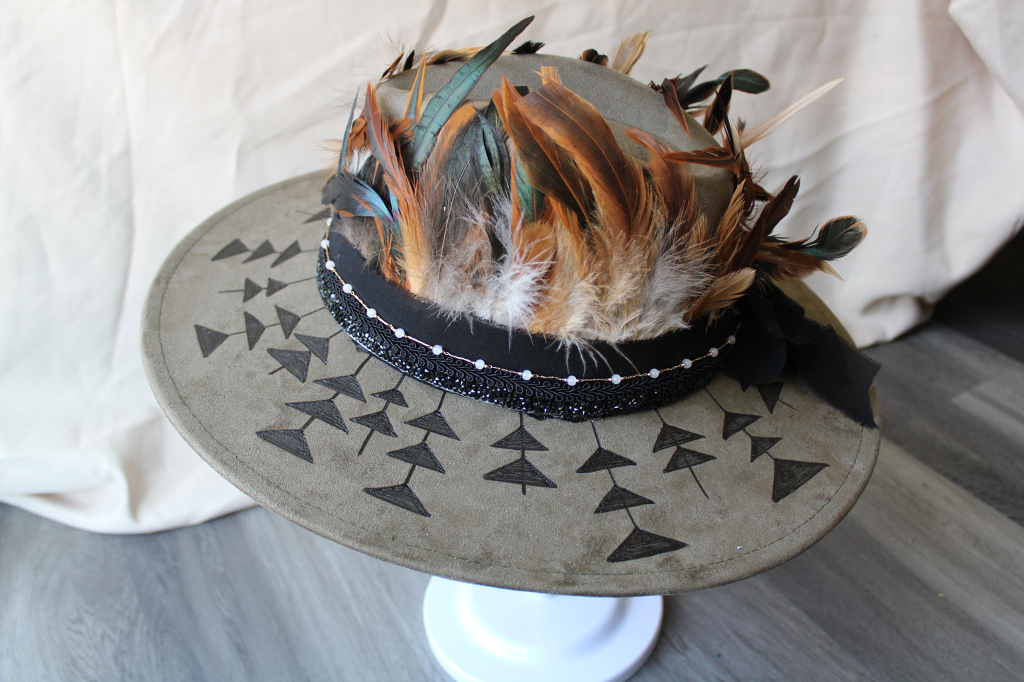 Free As A Bird Hand-Burned Faux Suede Fedora