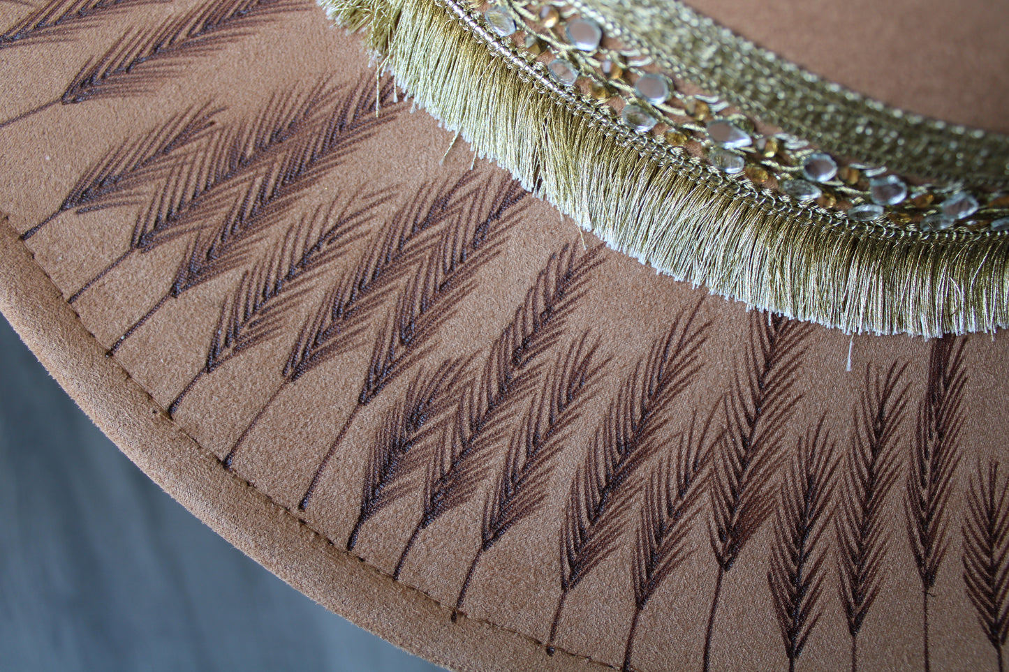 Prairieland Gold Hand-Burned Faux Suede Fedora