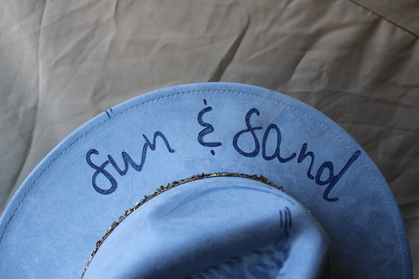 Sun and Sand Hand-Burned Faux Suede Fedora