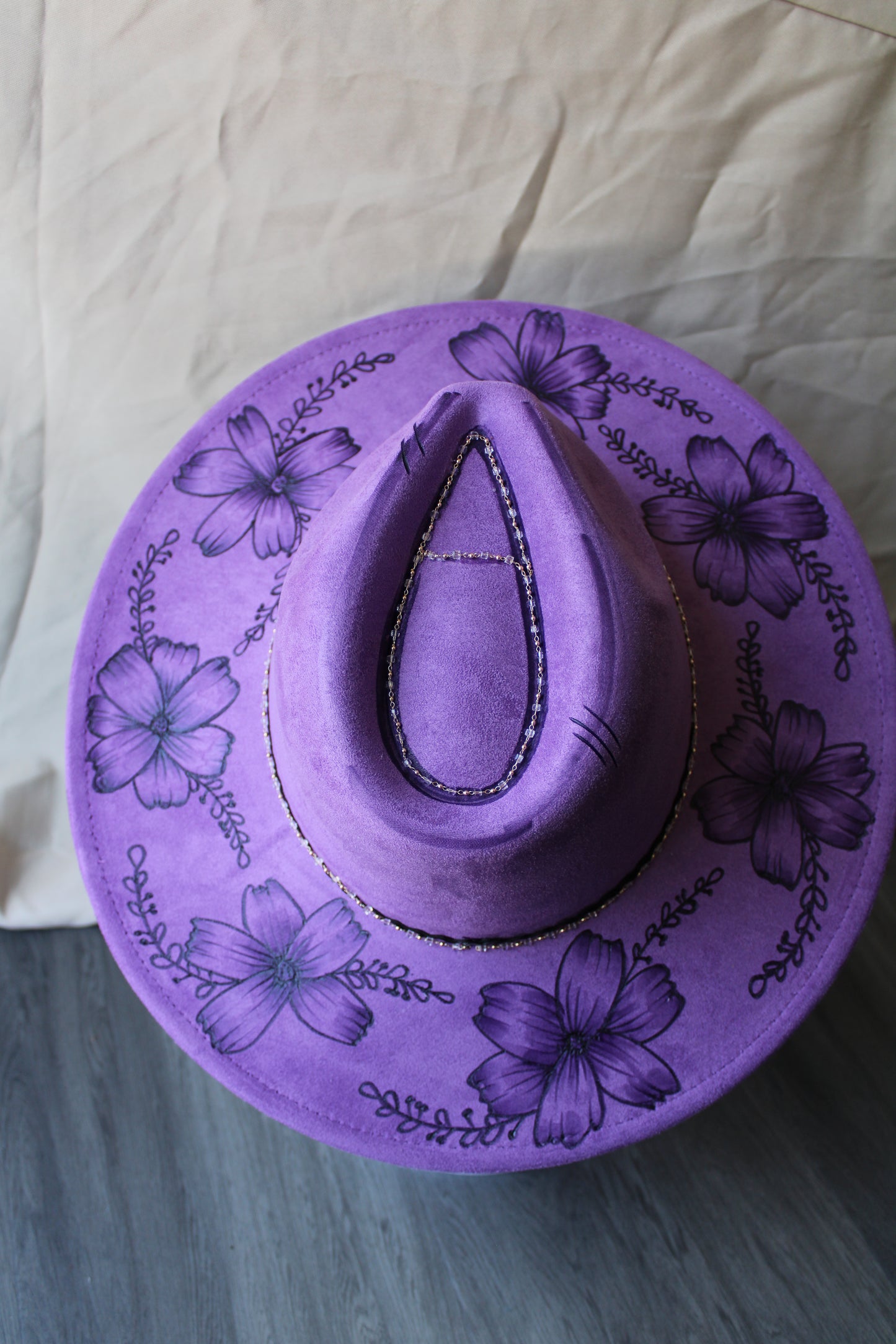 Purple Moss Rose Burned Suede Fedora