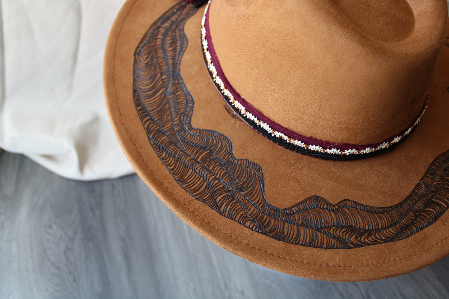 Line Art Moon Deep Camel Burned Fedora