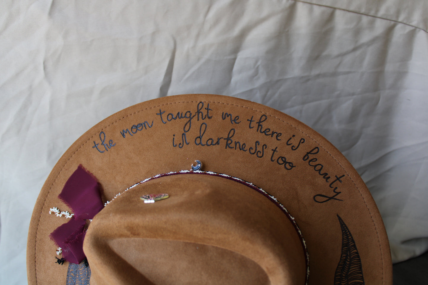Line Art Moon Deep Camel Burned Fedora