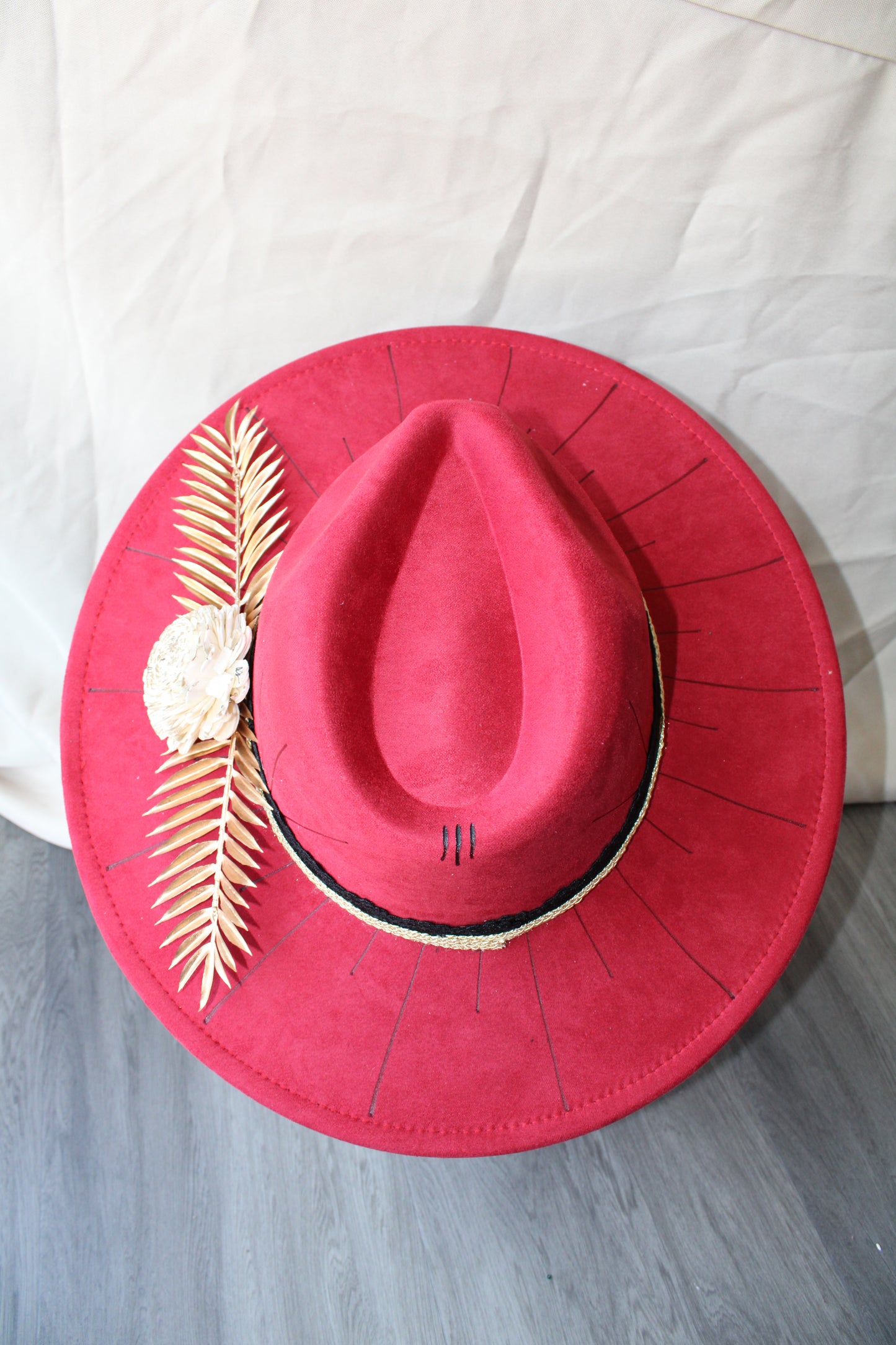 Classy Red Line Art Burned Fedora