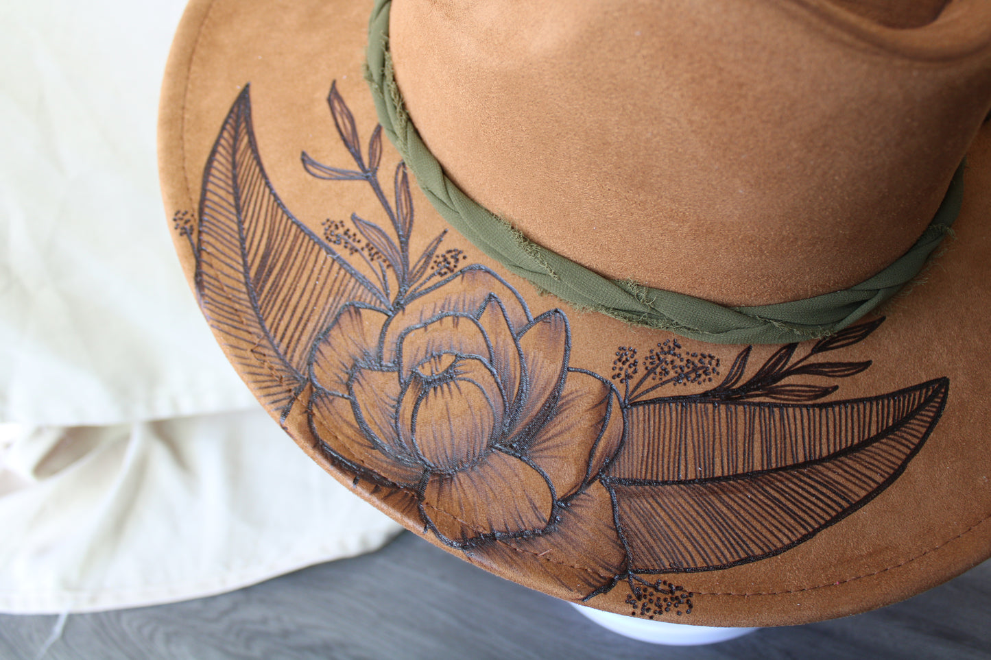 Peony Moon Khaki Burned Suede Fedora