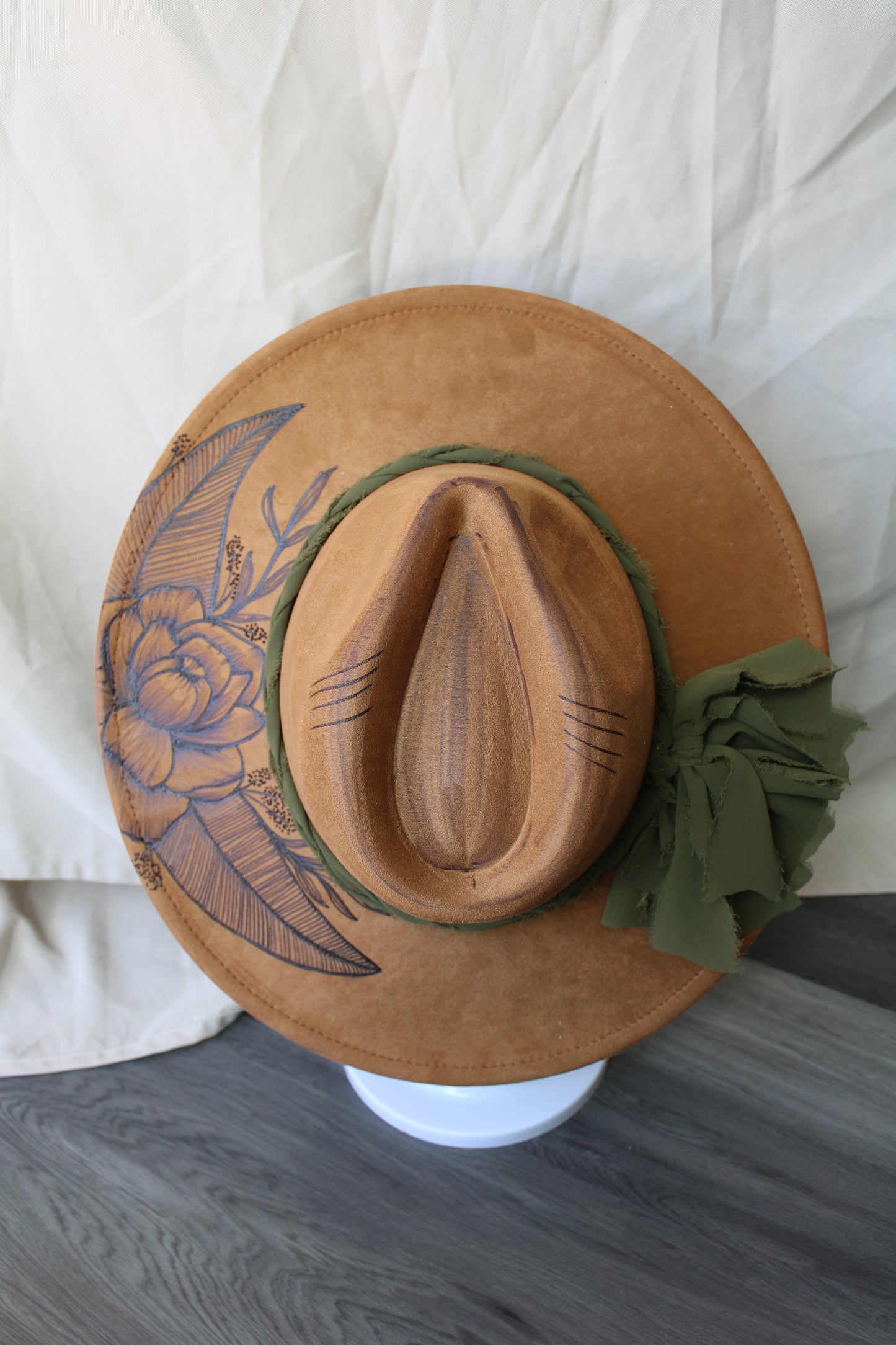 Peony Moon Khaki Burned Suede Fedora