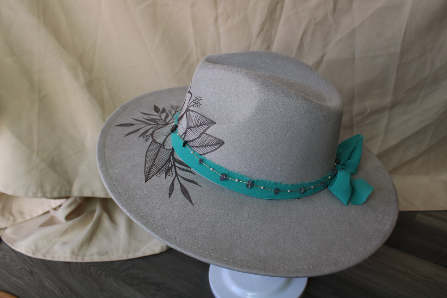 Grey Peony Burned Suede Fedora