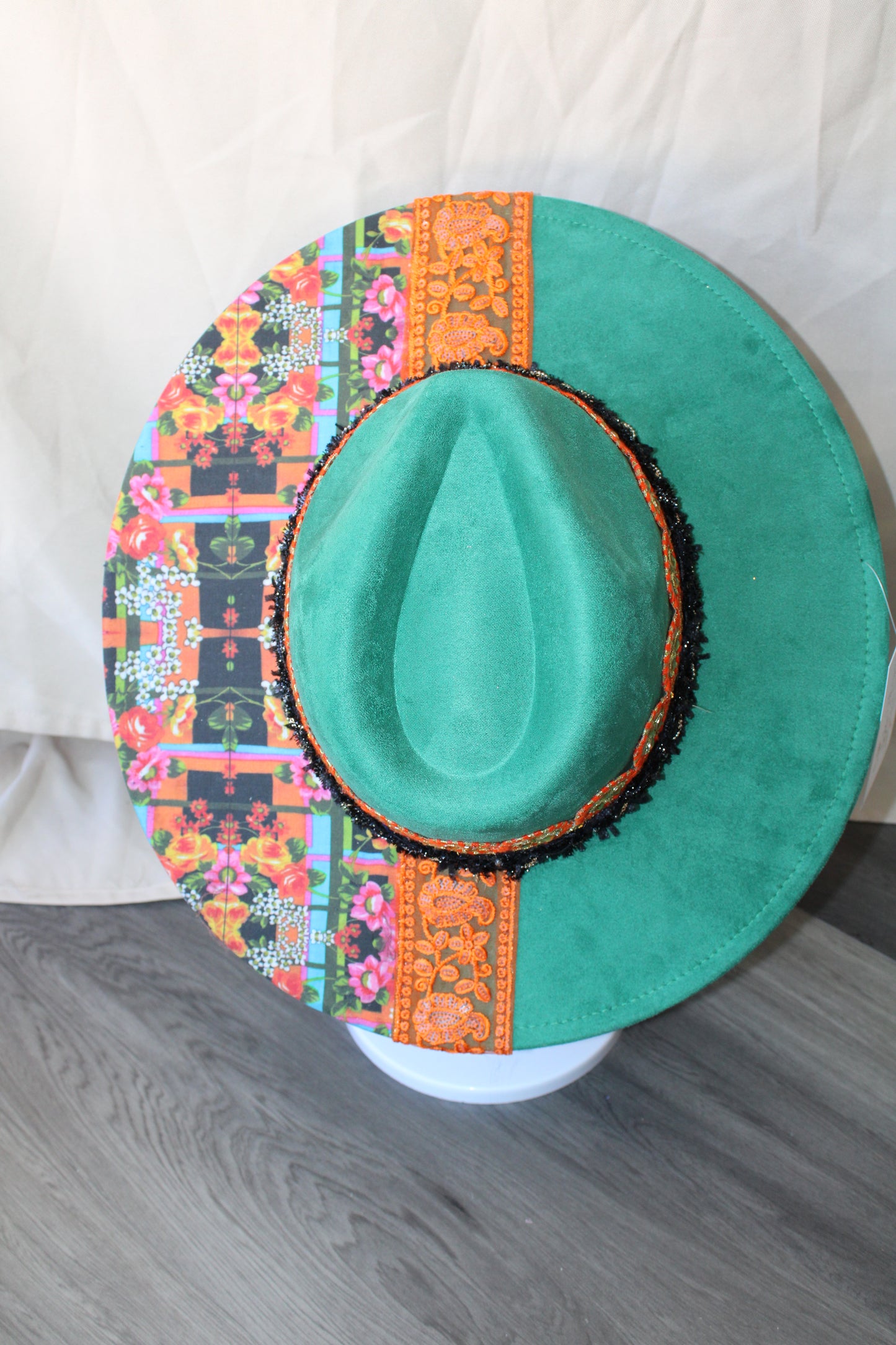 Florence Florals Emerald Suede Fedora