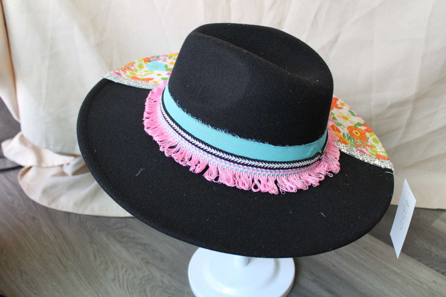 Summer Florals Black Felt Fedora
