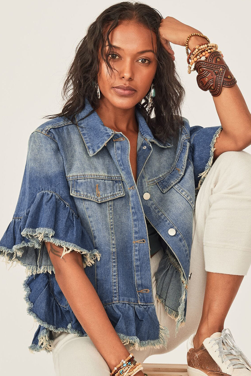 Peacock Sleeve Denim Jacket