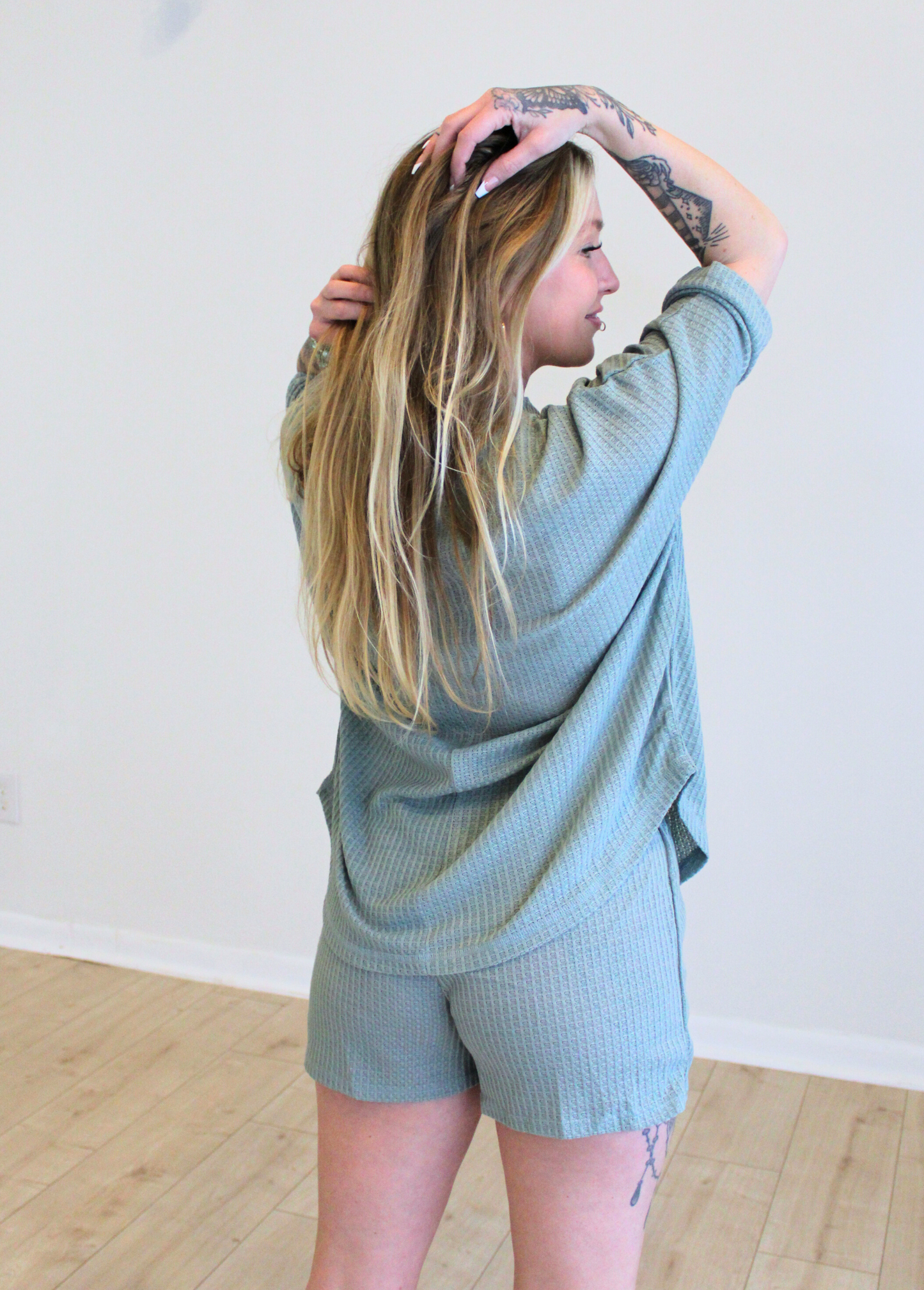 Waffle Knit Lightning Bolt Pajama Set