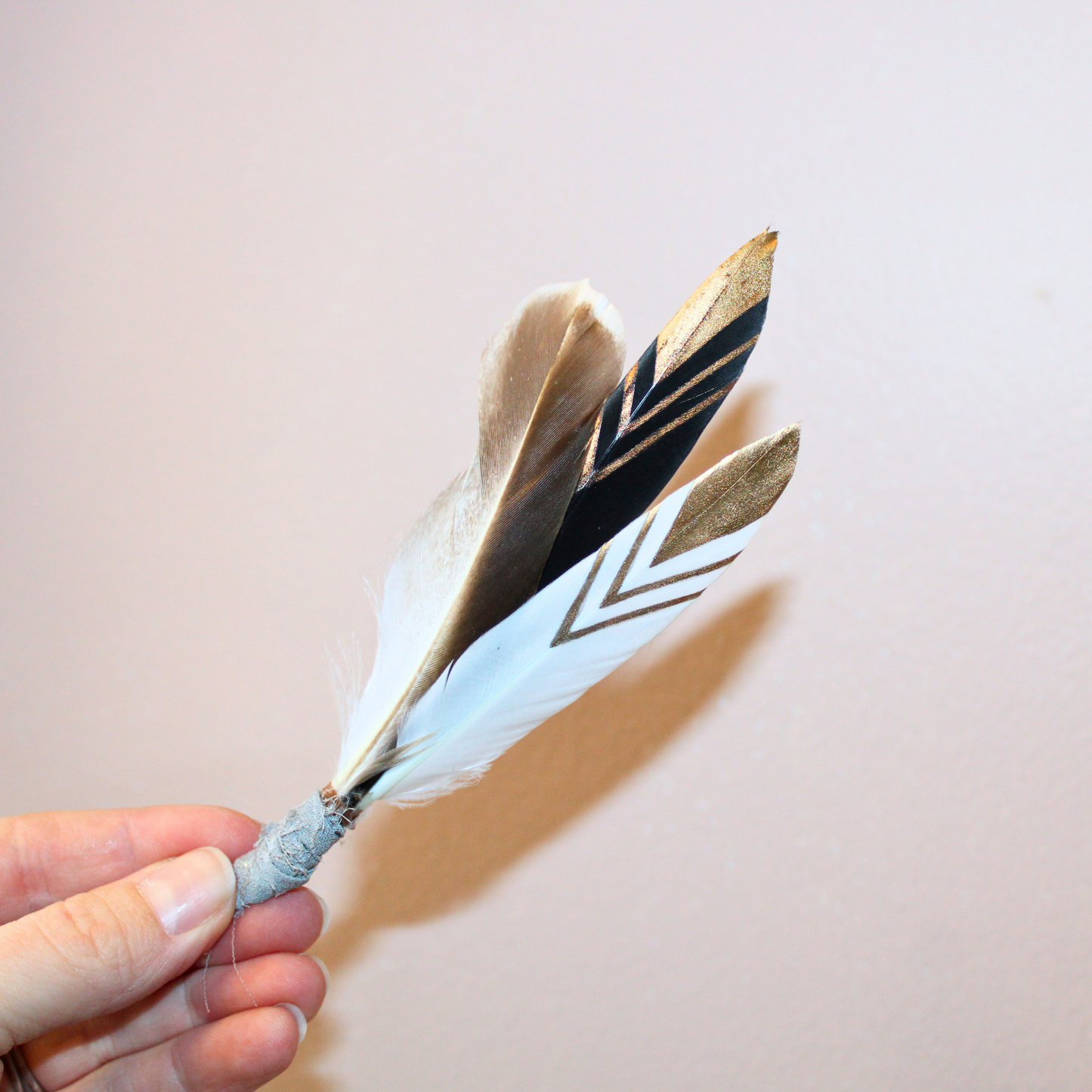 Handmade Black & White Duck Feather Pick
