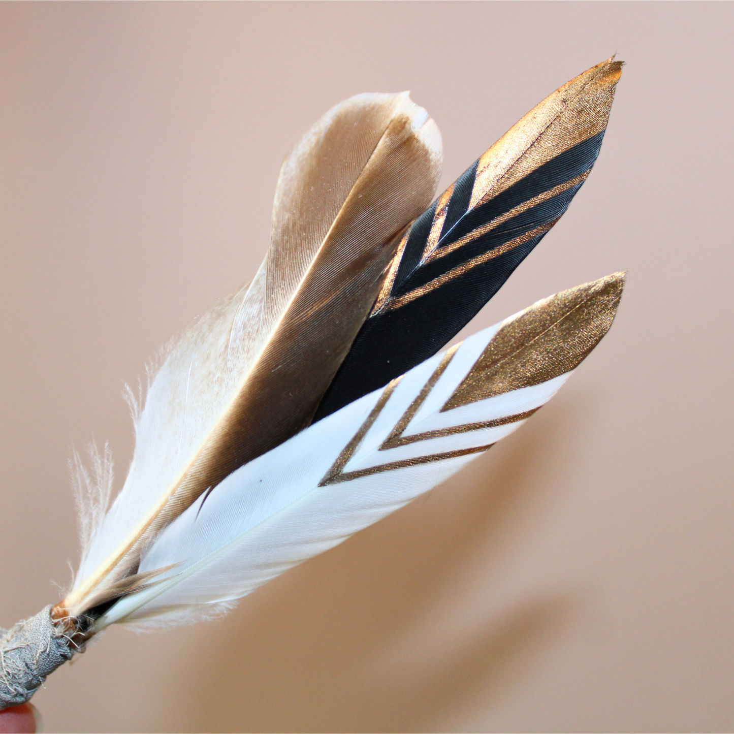 Handmade Black & White Duck Feather Pick