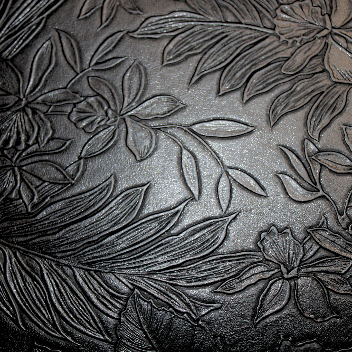 1" Black Floral Embossed Handmade Adjustable Hatband
