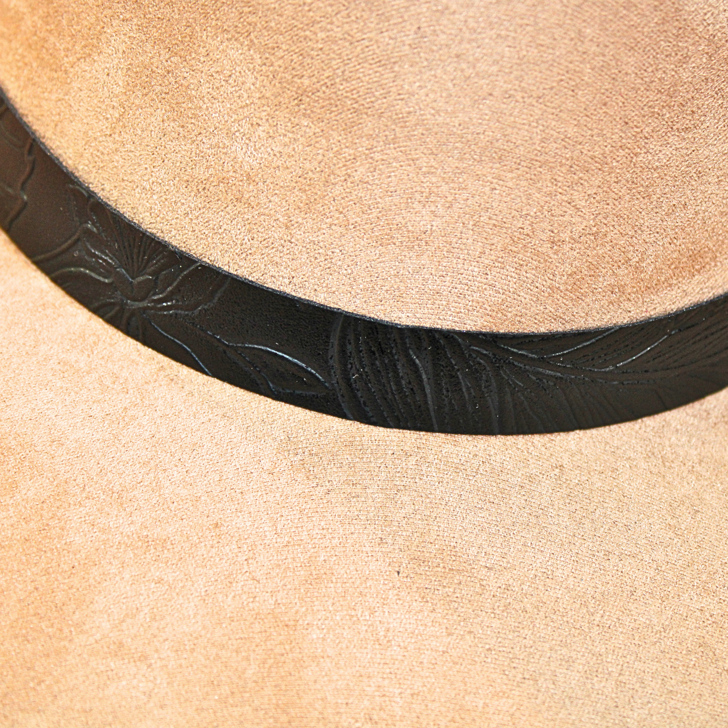 1" Black Floral Embossed Handmade Adjustable Hatband