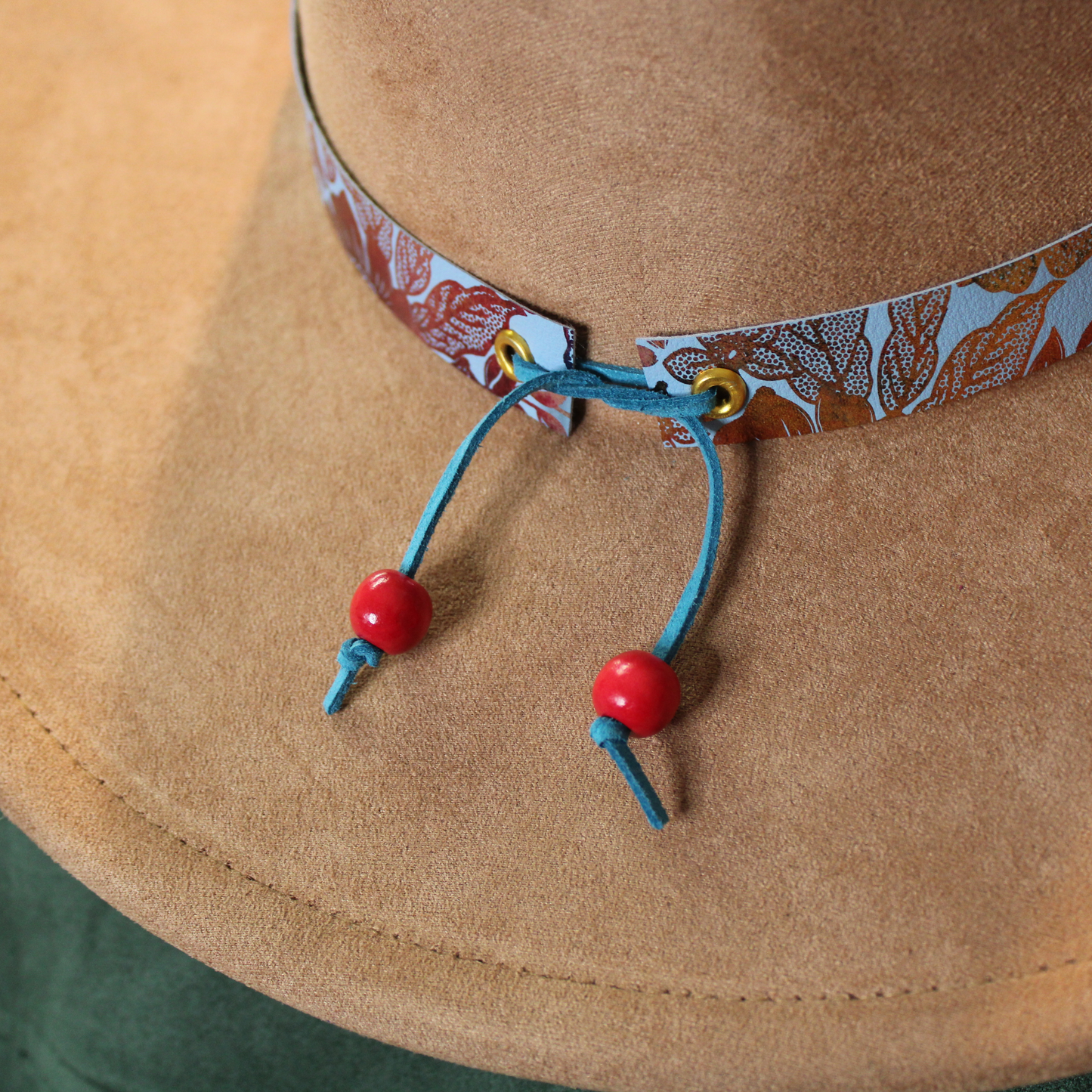 Blue Metallic Floral Handmade Adjustable Hatband