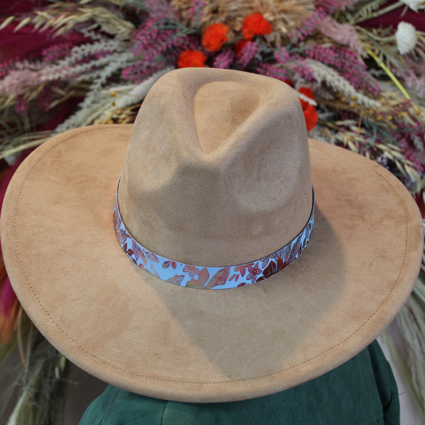 Blue Metallic Floral Handmade Adjustable Hatband