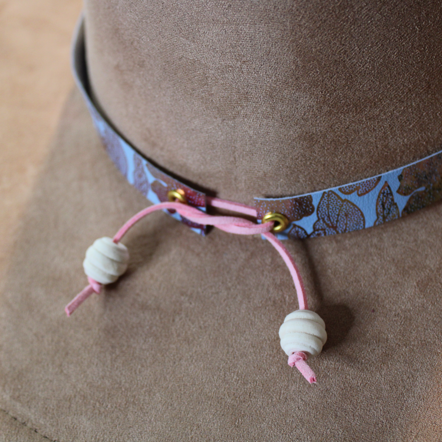 Blue Metallic Floral Handmade Adjustable Hatband