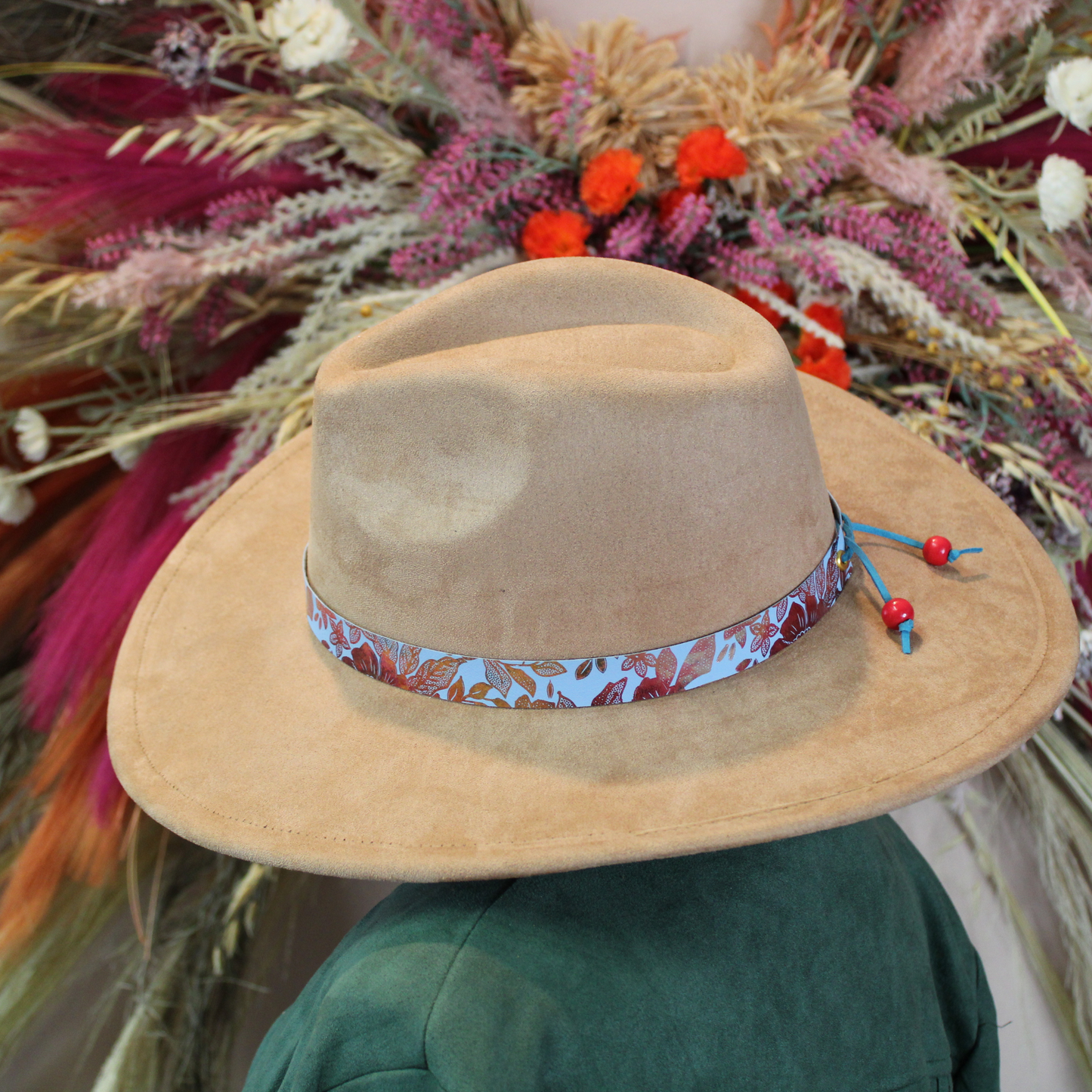 Blue Metallic Floral Handmade Adjustable Hatband