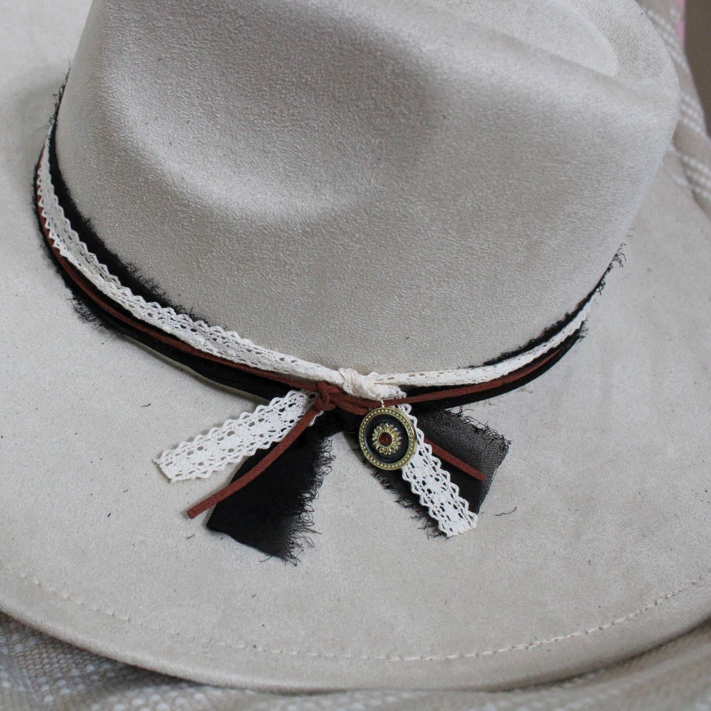 Midnight Sunflower DIY Hat Band Kit | Black, Cream & Brown Western Hat Band