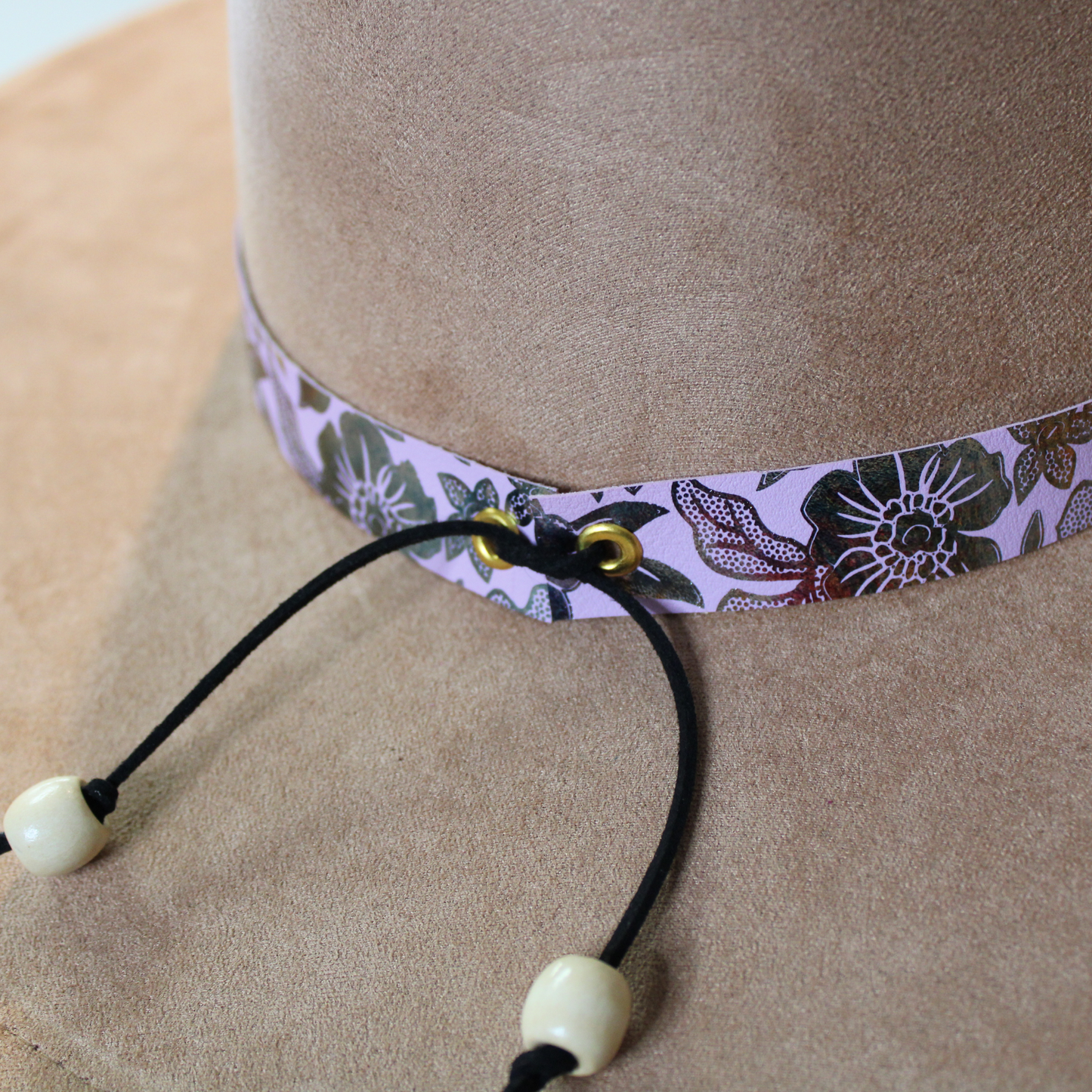 Pink Metallic Floral Handmade Adjustable Hatband