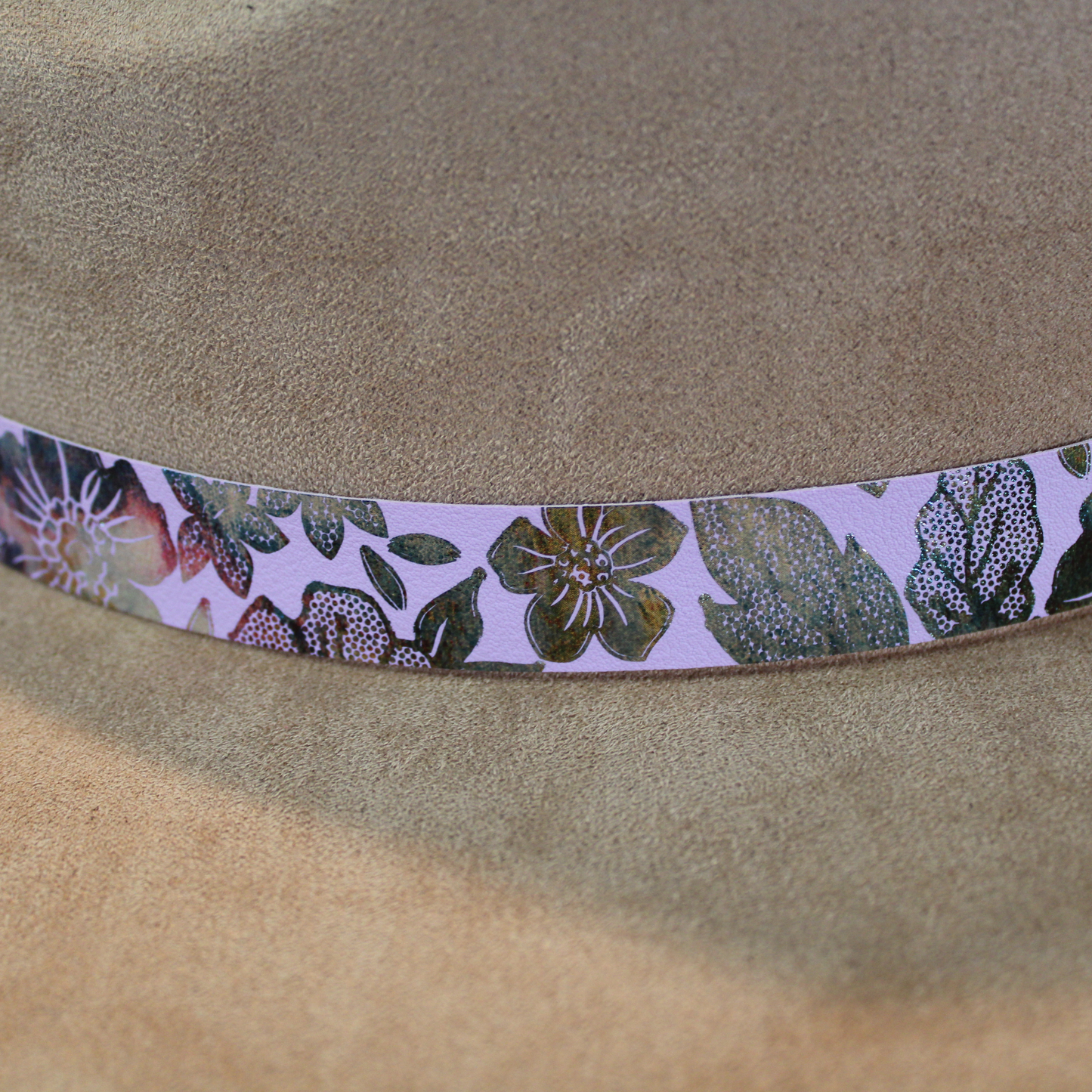 Pink Metallic Floral Handmade Adjustable Hatband