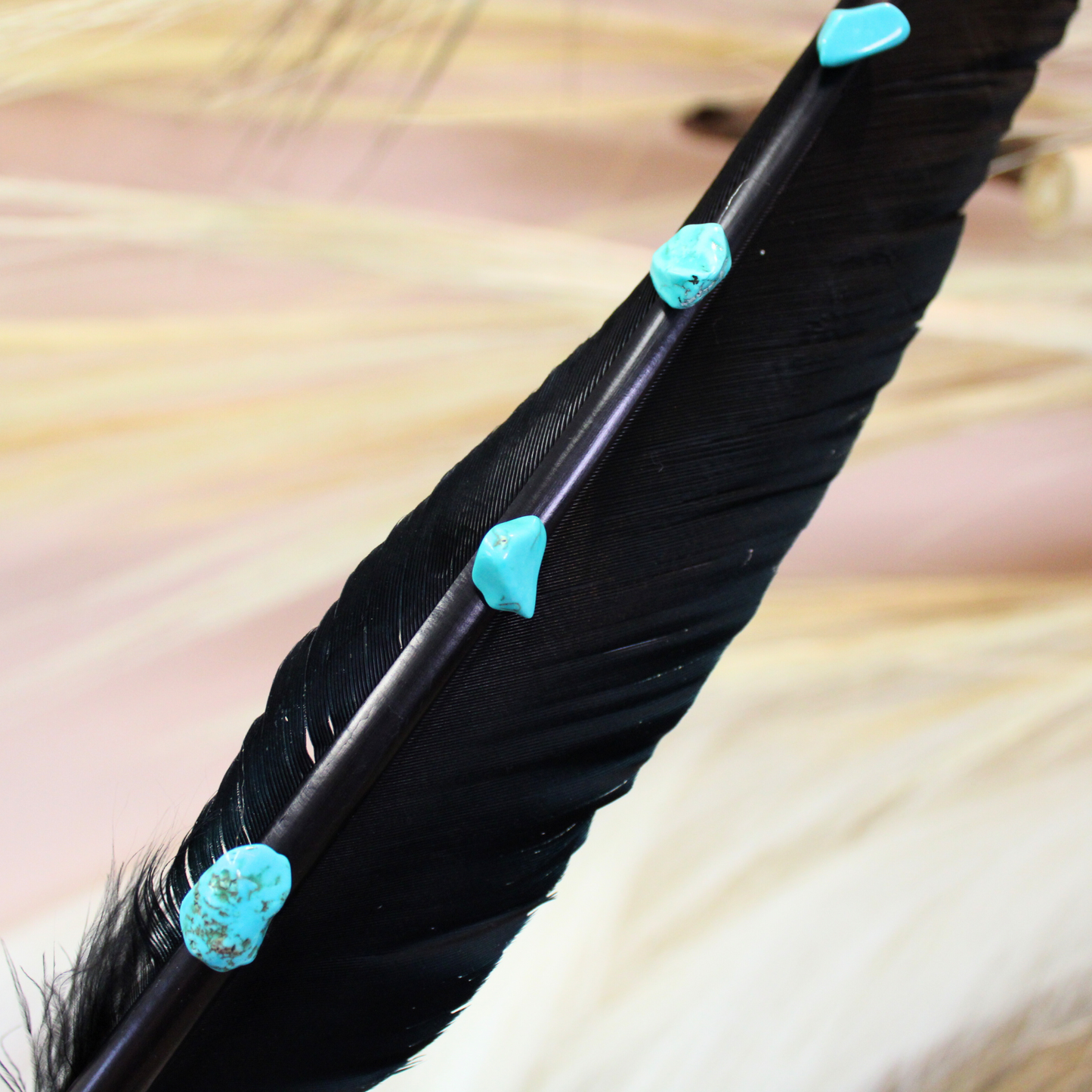 Turquoise Studded Black Goose Feather