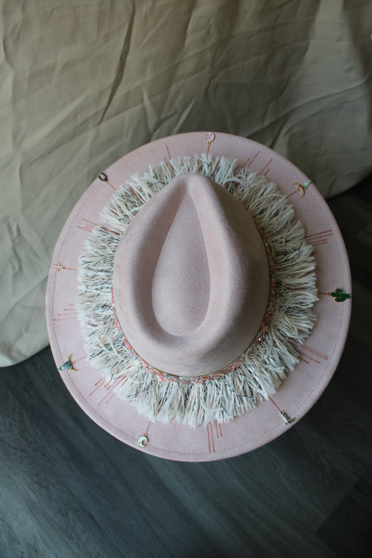 Western Charm Pink Burned Fedora