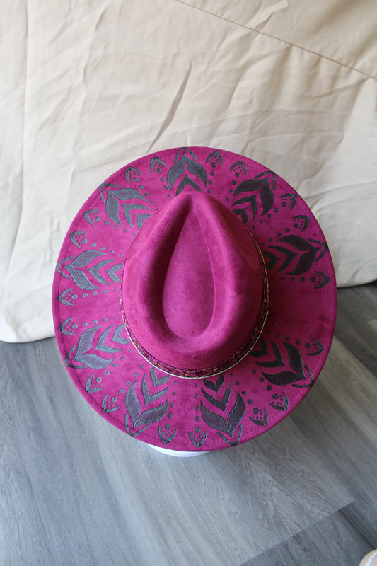 Mermaid Tail Plum Suede Burned Fedora