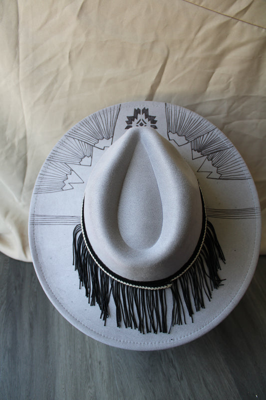 Western Mountains Grey Suede Burned Fedora