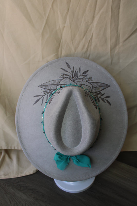 Grey Peony Burned Suede Fedora