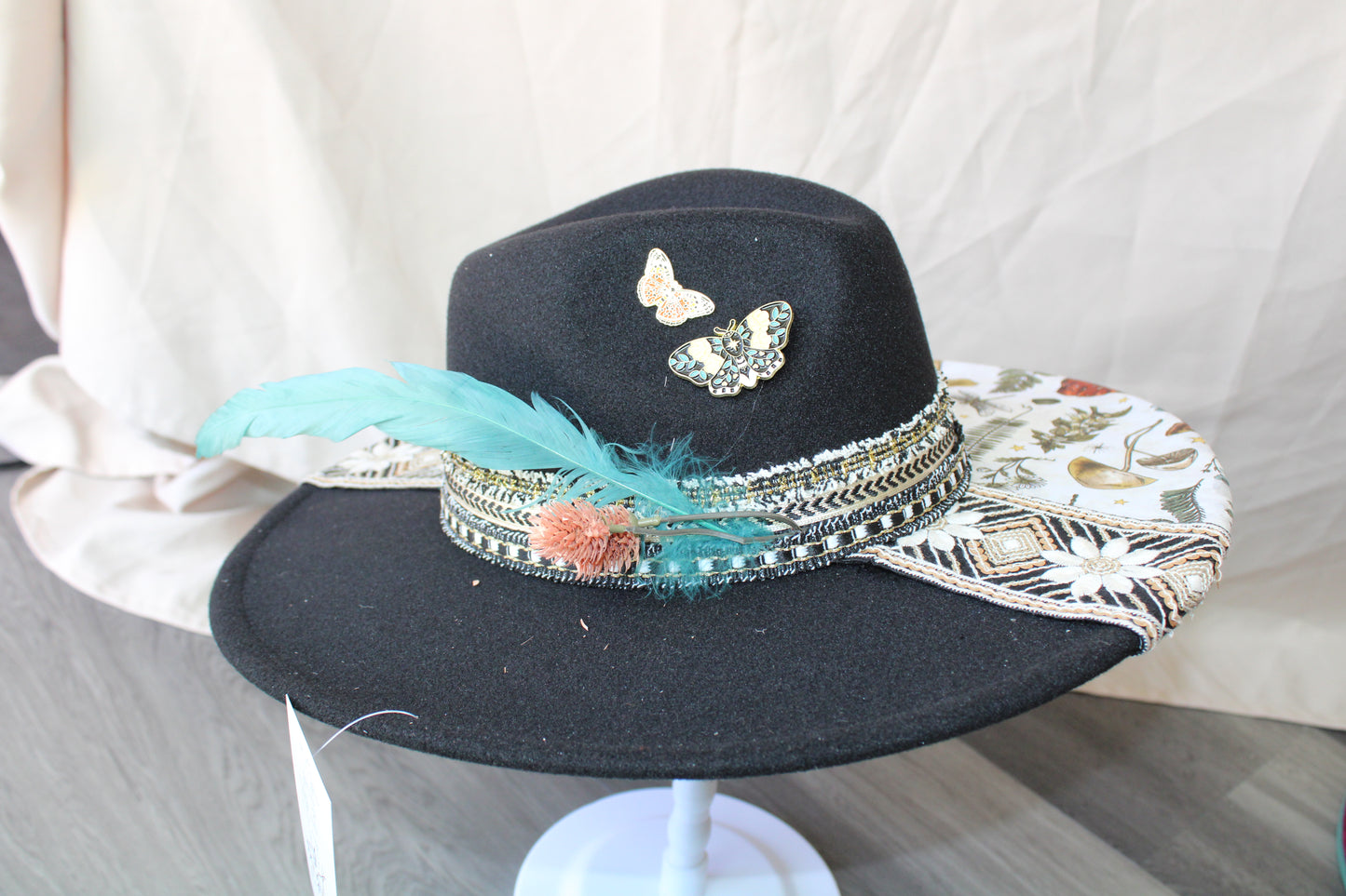 Herbal Whimsy Hand-Decorated Fedora