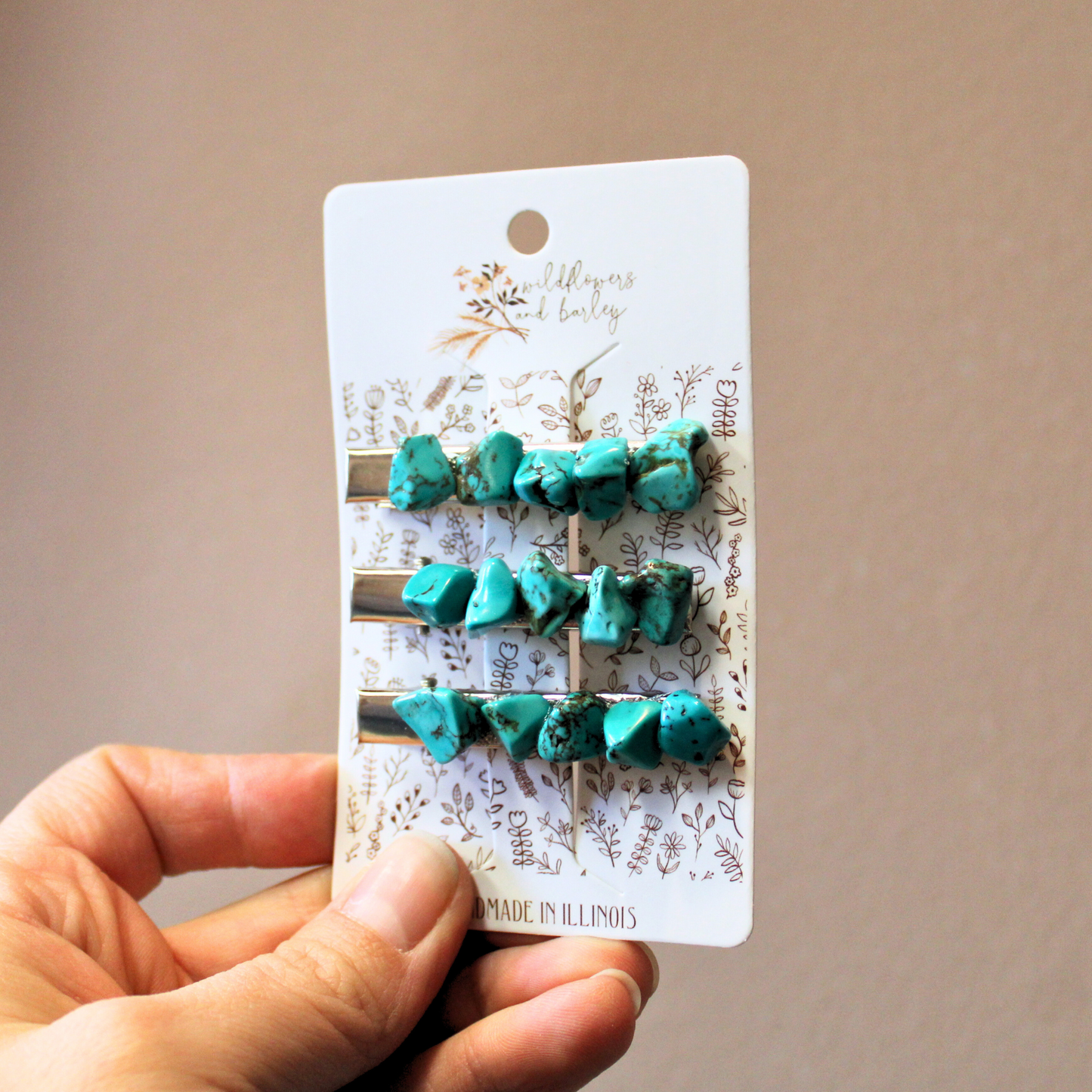 Turquoise Hair Clip Trio