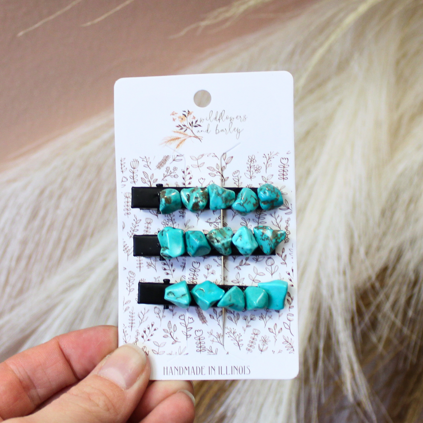 Turquoise Hair Clip Trio