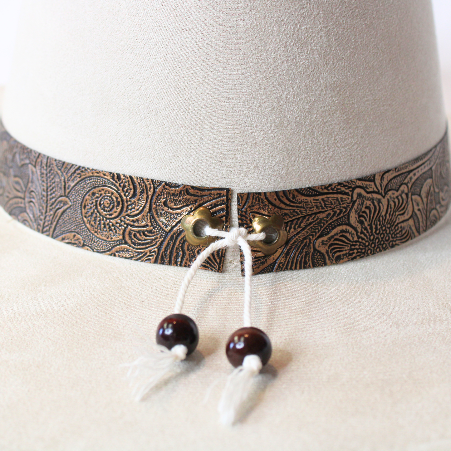 Bronzed Bloom Handmade Vegan Leather Hat Band