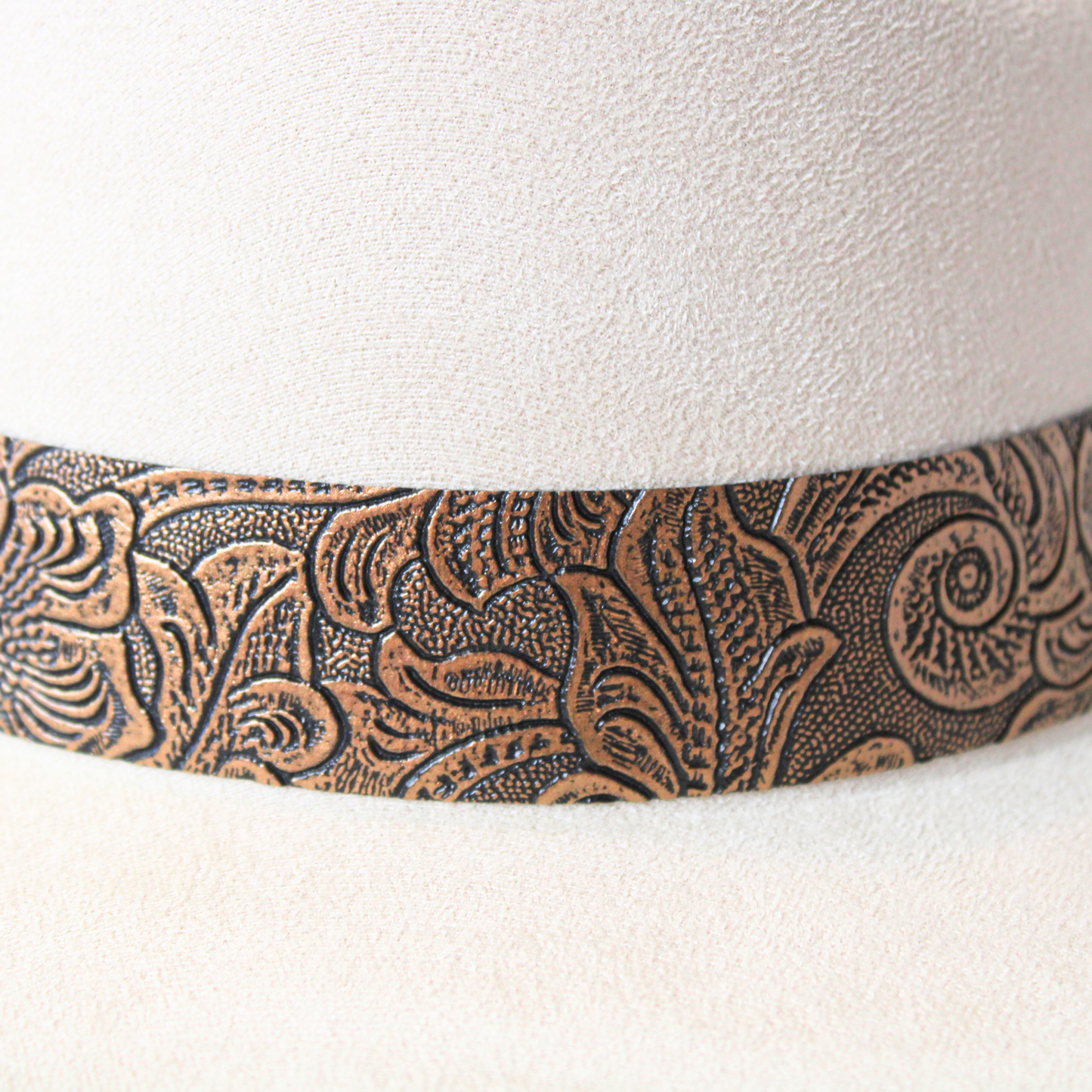 Bronzed Bloom Handmade Vegan Leather Hat Band