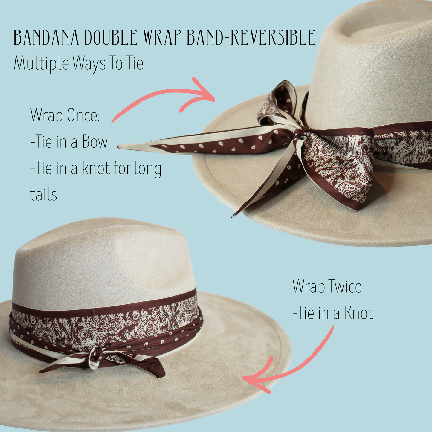 Bandana Double Wrap Reversible Hat Bands