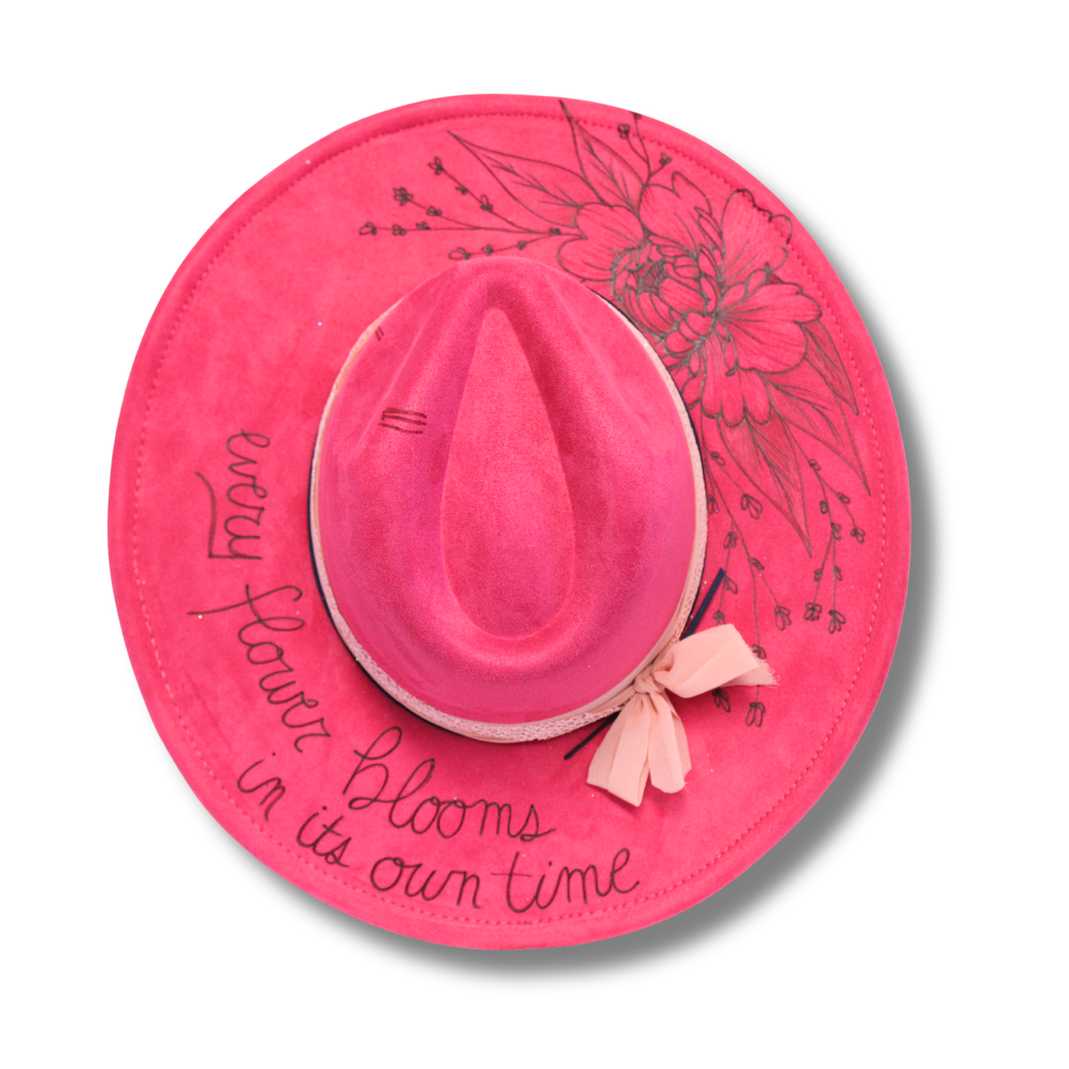 FEDORA HATS  BOHO DEAL PINK & GREEN Walrus Hats Castle Pink w/ Festival Bands Wool Fedora Hat  main image 3