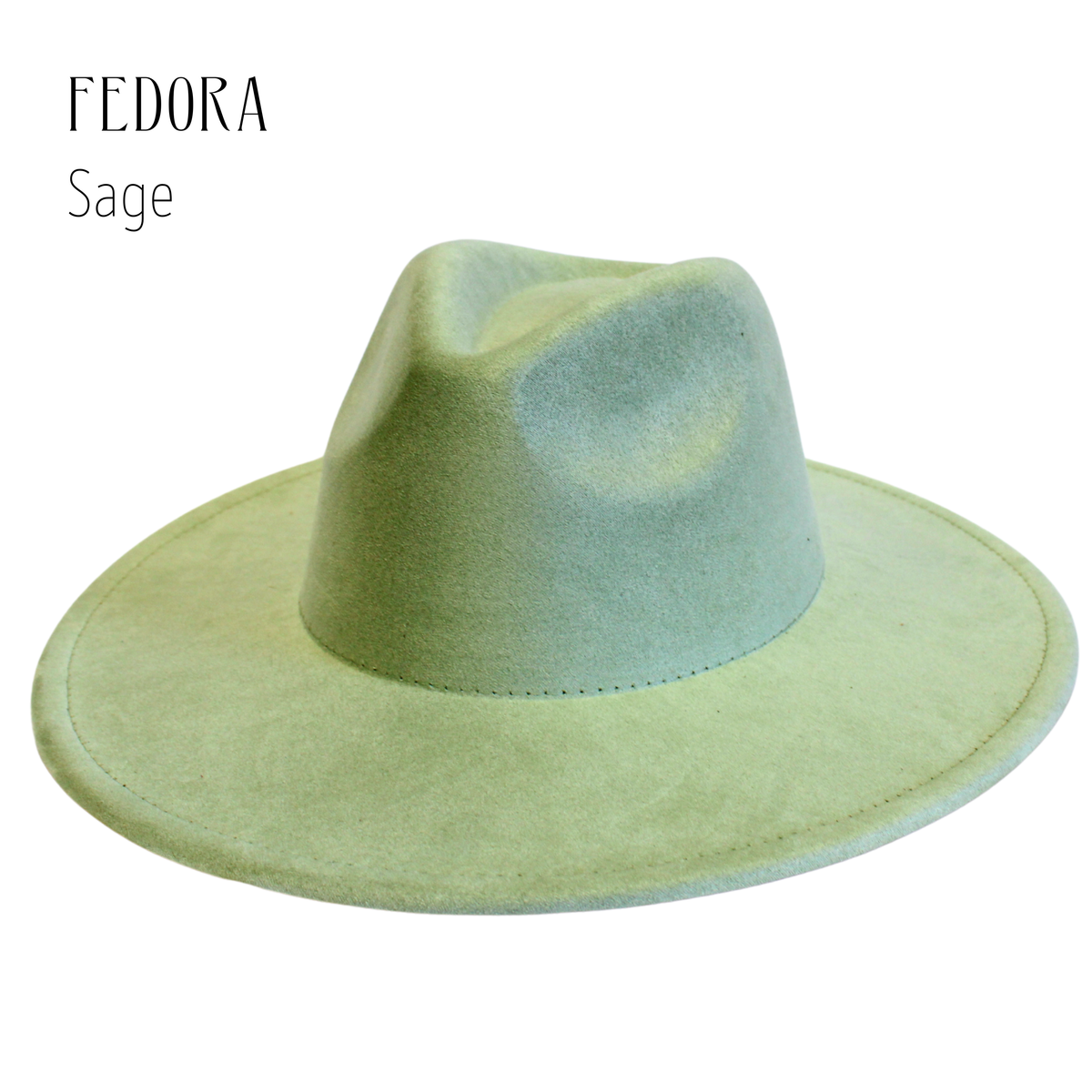 Hand Burned Vegan Suede Wide-Brim Fedora - Olive Green THE NATURAL is a Beautifully Hand-burned Army Green Vegan  main image 3