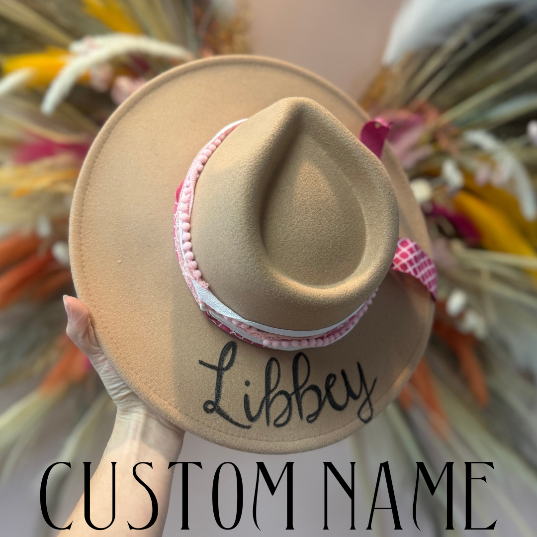 Kids Custom Burned Name Suede Fedora