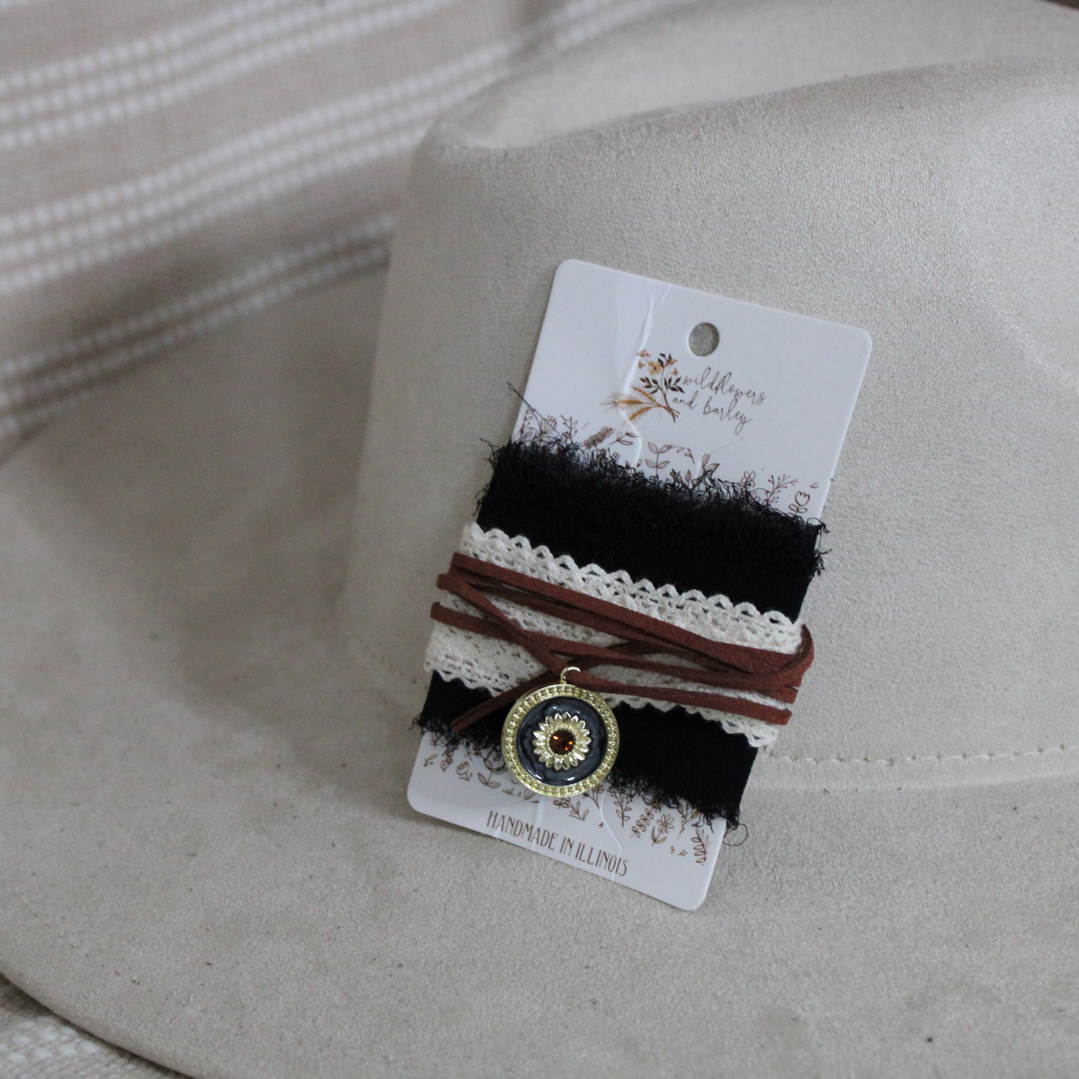 Midnight Sunflower DIY Hat Band Kit | Black, Cream & Brown Western Hat Band