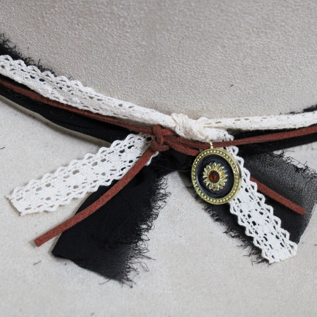 Midnight Sunflower DIY Hat Band Kit | Black, Cream & Brown Western Hat Band